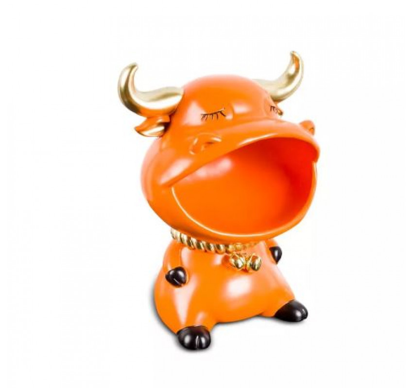 Дизайнерская статуэтка - бык с нишей для мелочей (оранжевый)/ My Interno