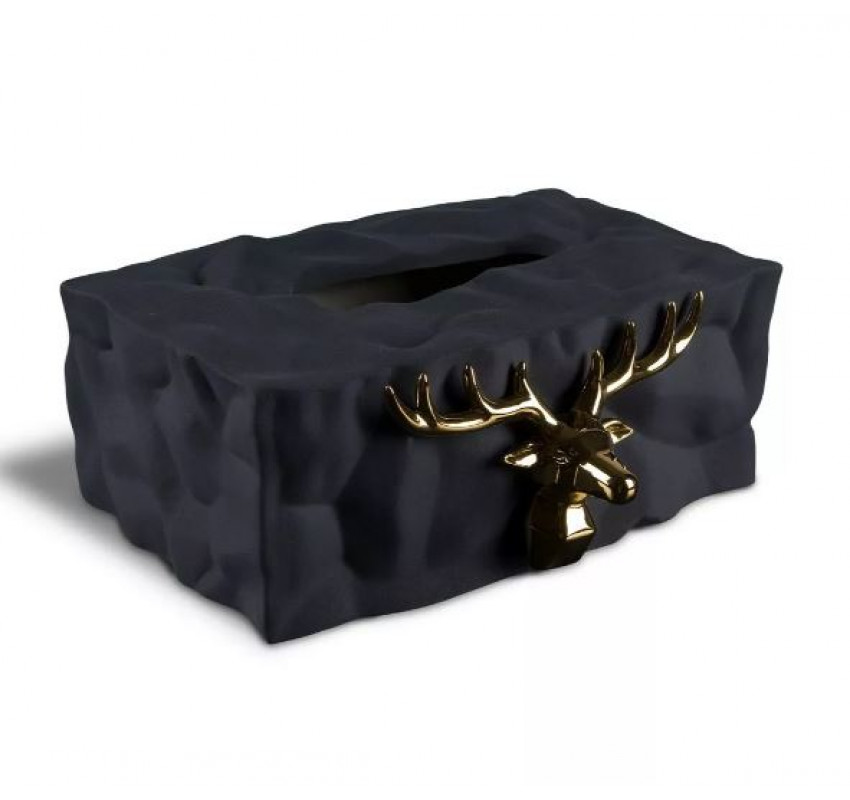 Дизайнерская салфетница - прямоугольный короб черный (керамика)/ My Interno