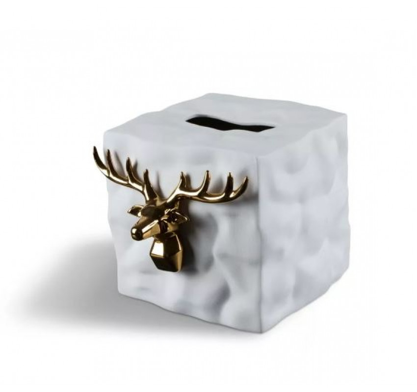 Дизайнерская салфетница - квадратный короб с объемным декором (керамика)/ My Interno